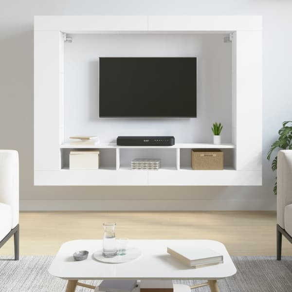 Tv-skåp vit 152x22x113 cm konstruerat trä