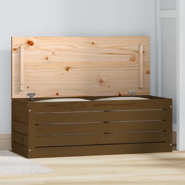 Förvaringslåda honungsbrun 89x36,5x33 cm massiv furu