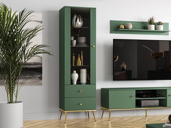 FURNLUX VITRINSKÅP FORT GRÖNT & GULD 55CM
