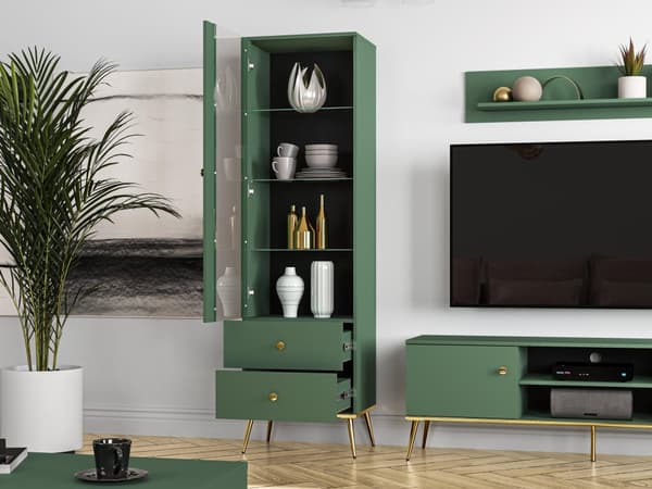 FURNLUX VITRINSKÅP FORT GRÖNT & GULD 55CM