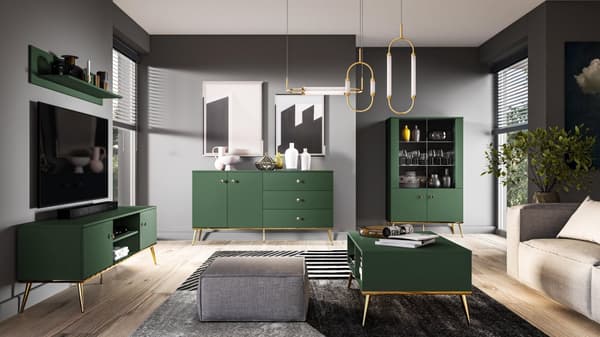 FURNLUX VITRINSKÅP FORT GRÖNT & GULD 92CM