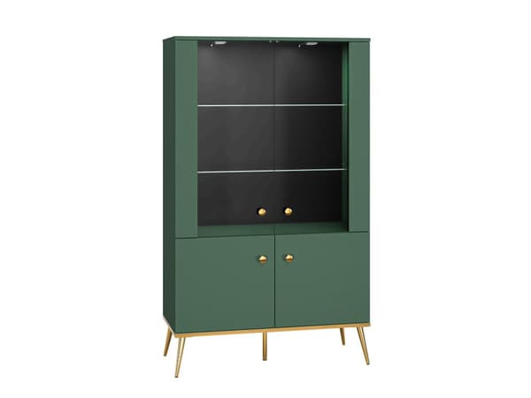 FURNLUX VITRINSKÅP FORT GRÖNT & GULD 92CM