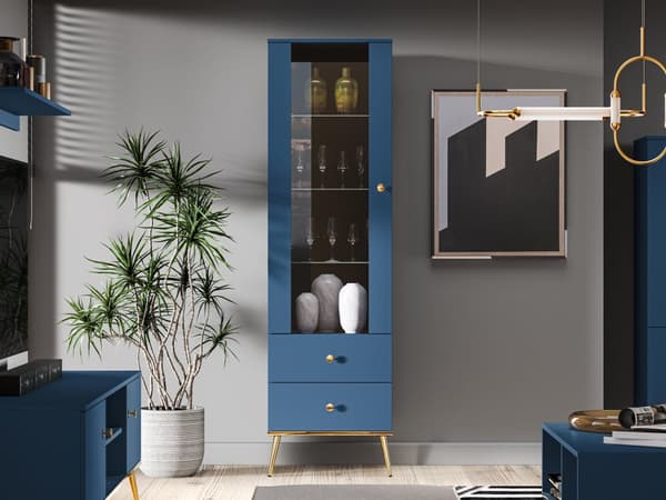 FURNLUX VITRIINI MARINE BLUE & GOLD 55CM