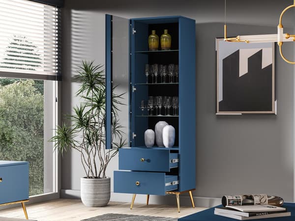 FURNLUX VITRIINI MARINE BLUE & GOLD 55CM