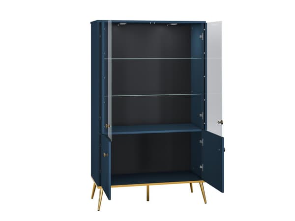 FURNLUX VITRINSKÅP MARINBLÅ & GULD 92CM