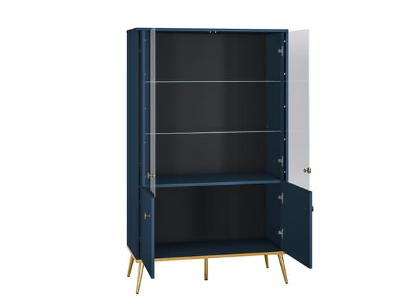 FURNLUX VITRINSKÅP MARINBLÅ & GULD 92CM