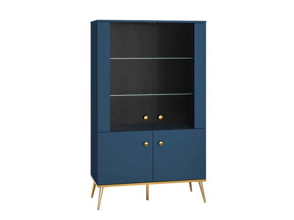 FURNLUX VITRINSKÅP MARINBLÅ & GULD 92CM