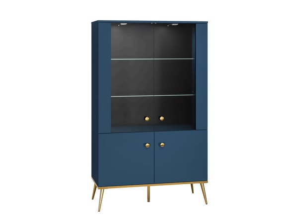 FURNLUX VITRINSKÅP MARINBLÅ & GULD 92CM