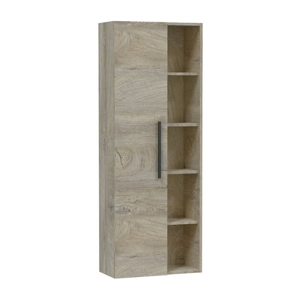 Colonne suspendue 1 porte avec 5 niches de rangement H135 cm