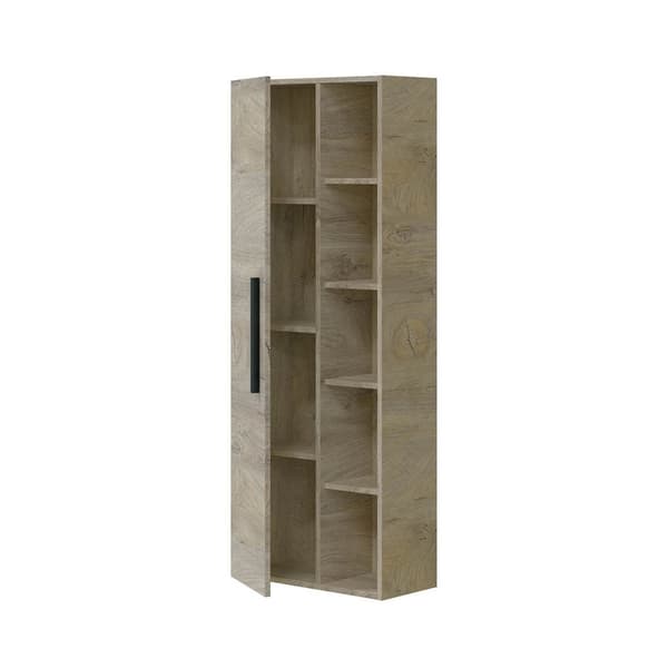 Colonne suspendue 1 porte avec 5 niches de rangement H135 cm