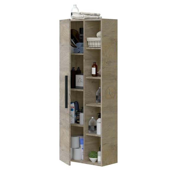 Colonne suspendue 1 porte avec 5 niches de rangement H135 cm