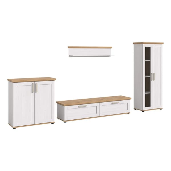 Verona reol system 4 dele hvid, eg dekor.