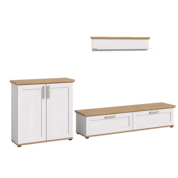 Verona reol system 3 dele hvid, eg dekor.