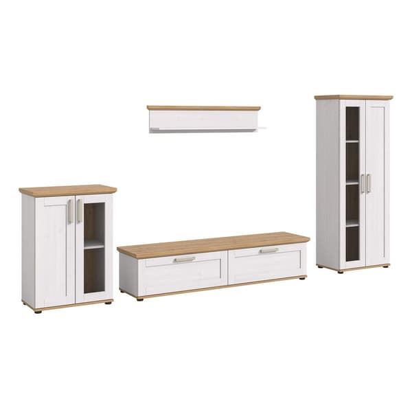 Verona reol system 4 dele hvid, eg dekor.