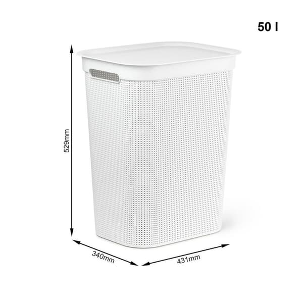 Laundry Basket Rotho Brisen White 50 L Plastic