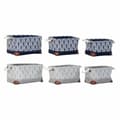 Miniatyrbillede 1 af 3: Multi-purpose basket DKD Home Decor White Brown Grey Navy Blue Leaf of a plant Boho 40 x 30 x 24 cm Plastic 3 Pieces (2 Units)