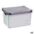 Miniatyrbillede 1 af 3: Storage Box with Lid Kipit Home Grey Plastic Graph paper 22 L 29 x 23,5 x 39 cm (12 Units)