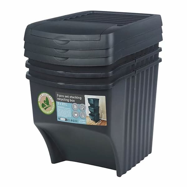 Recycling Waste Bin Sortibox Black Stackable