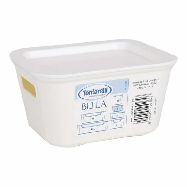 Storage Box with Lid Bella Anthracite 13,9 x 11,4 x 7,2 cm (12 Units)