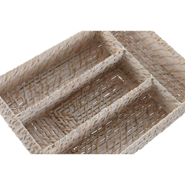 Cutlery Organiser Home ESPRIT White Natural Bamboo 34 x 24 x 6 cm