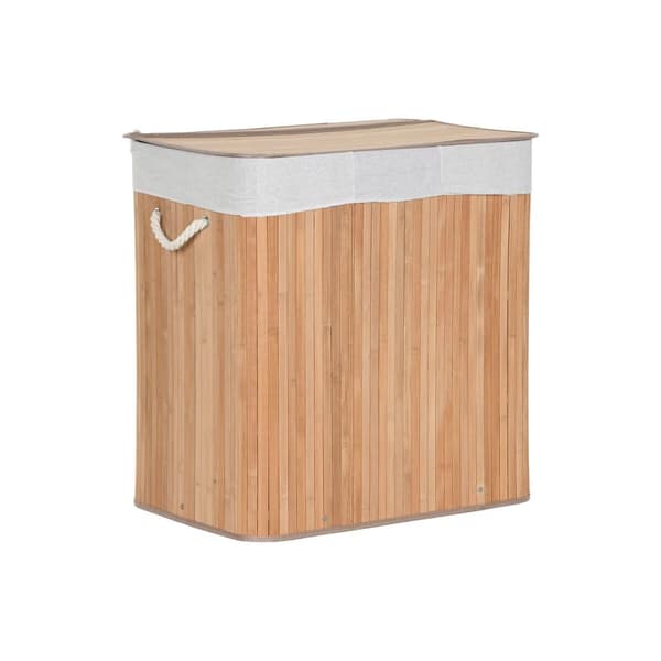 Laundry basket Home ESPRIT White Natural Bamboo 140 L 60 x 40 x 60 cm