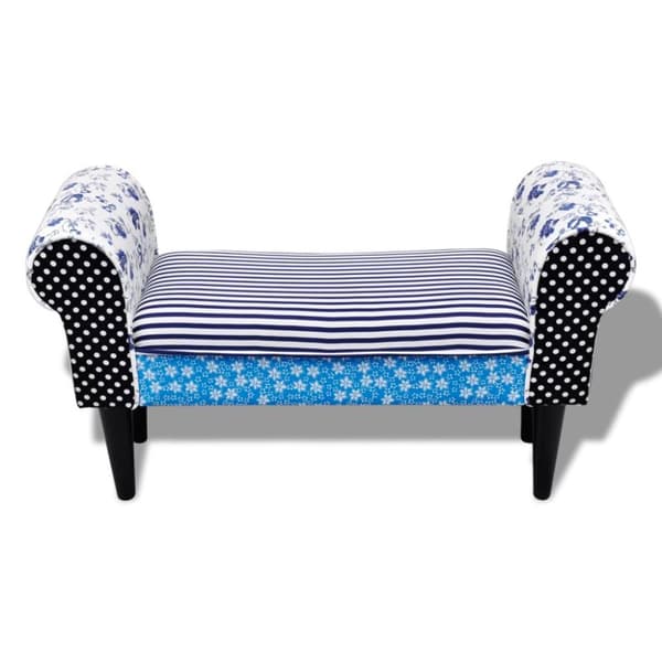 vidaXL bænk patchwork blå og hvid