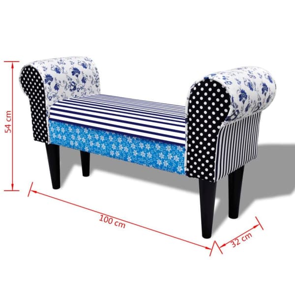 vidaXL bænk patchwork blå og hvid