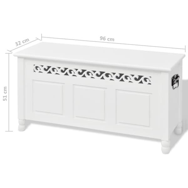 vidaXL Förvaringsbänk barockstil MDF vit