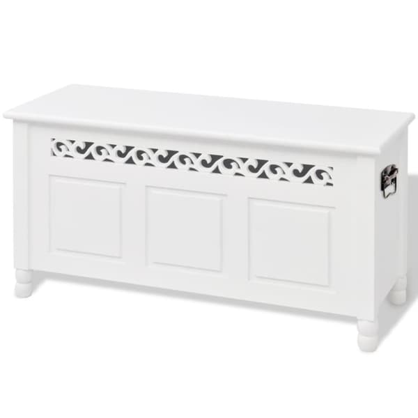 vidaXL Förvaringsbänk barockstil MDF vit