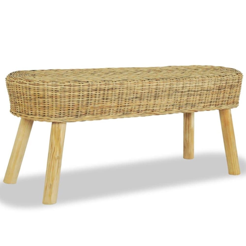 vidaXL Eteisen penkki 110x35x45 cm Luonnollinen rottinki