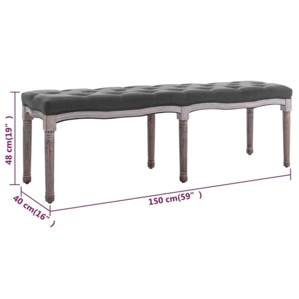vidaXL bænk 150x40x48 lærred massivt træ mørkegrå