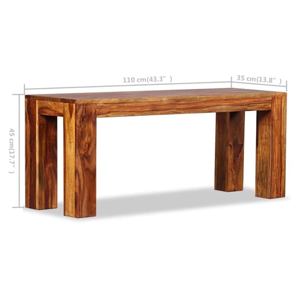 vidaXL Bänk massivt sheeshamträ 110x35x45 cm