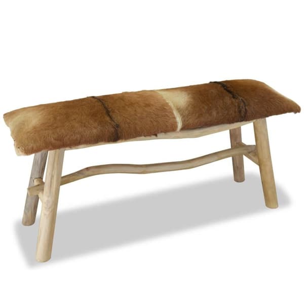 vidaXL Bänk äkta läder teak