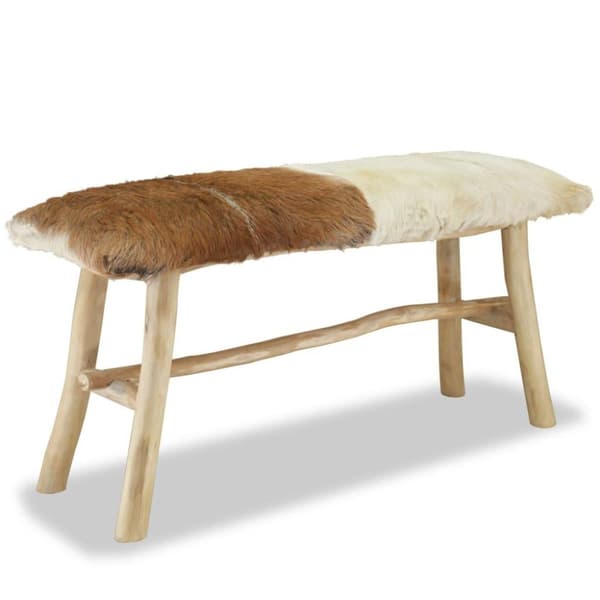 vidaXL Bänk äkta läder teak