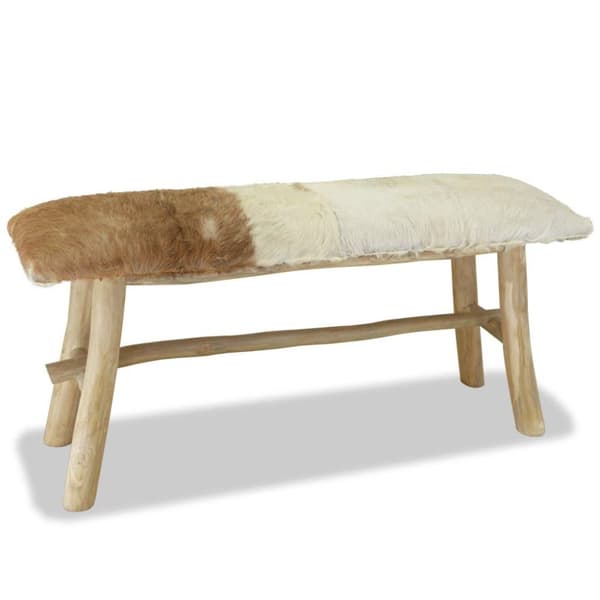 vidaXL Bänk äkta läder teak