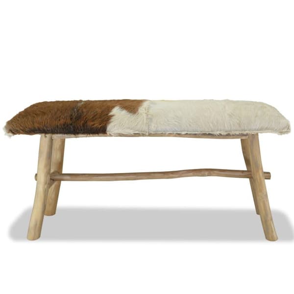 vidaXL Bänk äkta läder teak