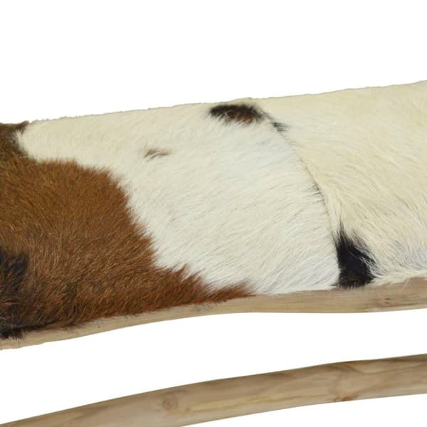 vidaXL Bänk äkta läder teak