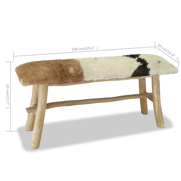 vidaXL Bänk äkta läder teak