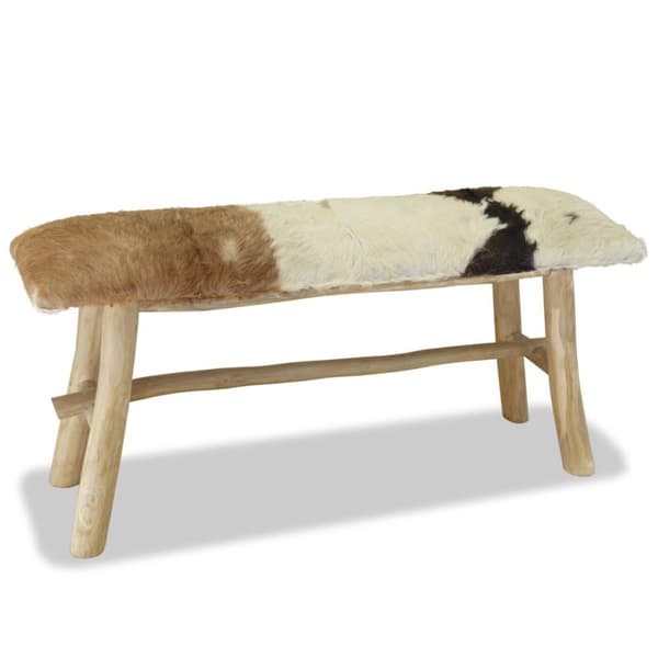 vidaXL Bänk äkta läder teak