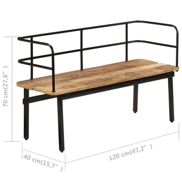 vidaXL Benk 120x40x70 cm heltre mango