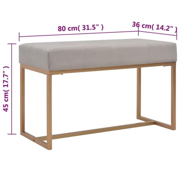 vidaXL bænk i fløjl 80 cm grå