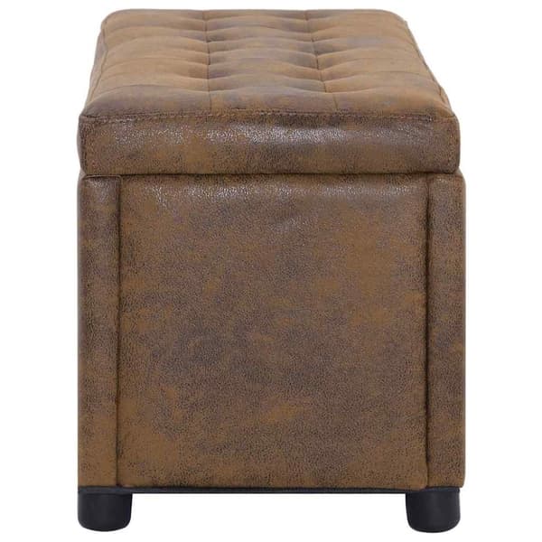 vidaXL Ottoman med förvaring 87,5 cm brun konstmocka