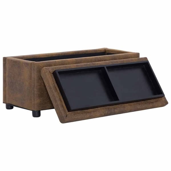 vidaXL Ottoman med förvaring 87,5 cm brun konstmocka