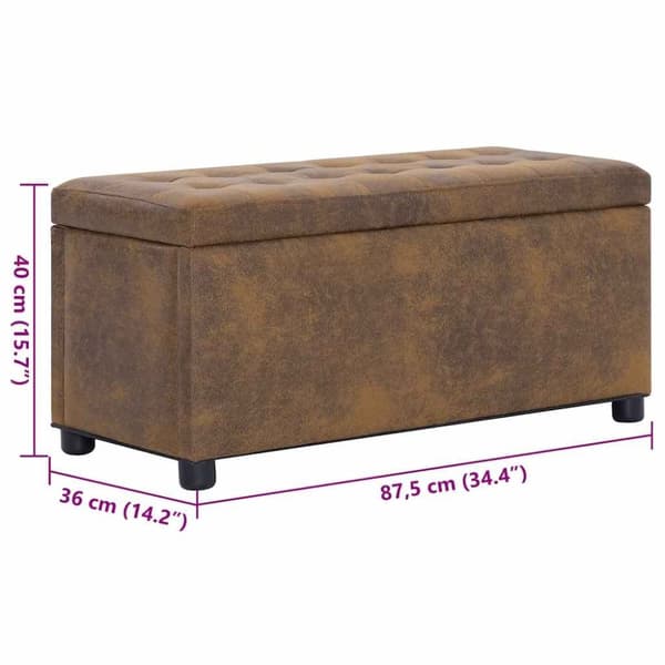 vidaXL Ottoman med förvaring 87,5 cm brun konstmocka