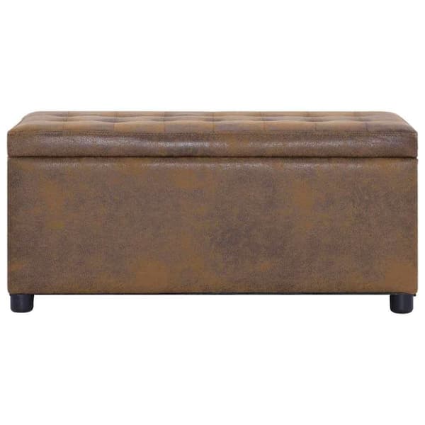 vidaXL Ottoman med förvaring 87,5 cm brun konstmocka