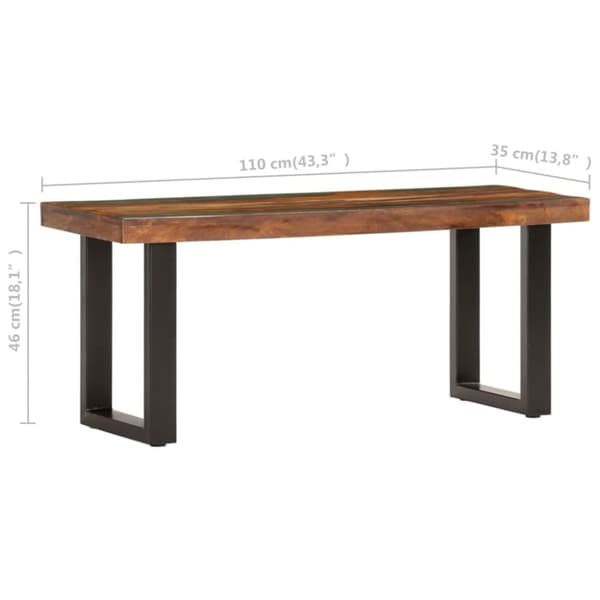 vidaXL Benk 110 cm gjenvunnet heltre og stål