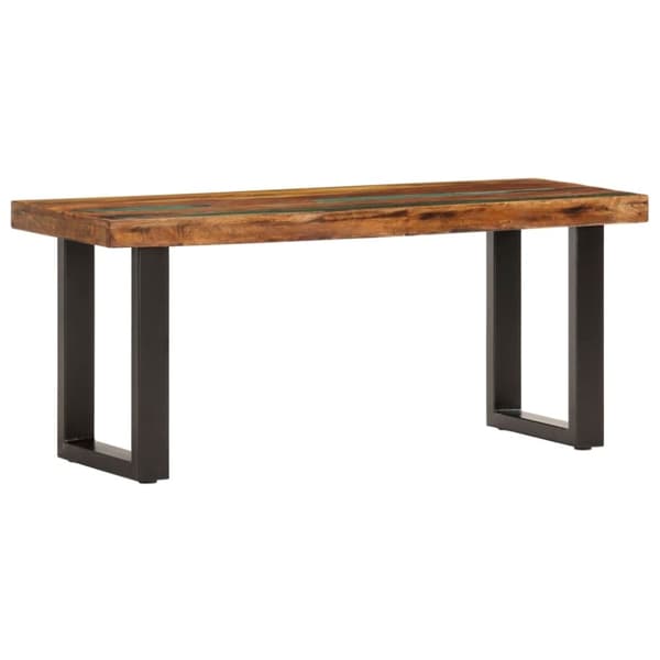 vidaXL Benk 110 cm gjenvunnet heltre og stål