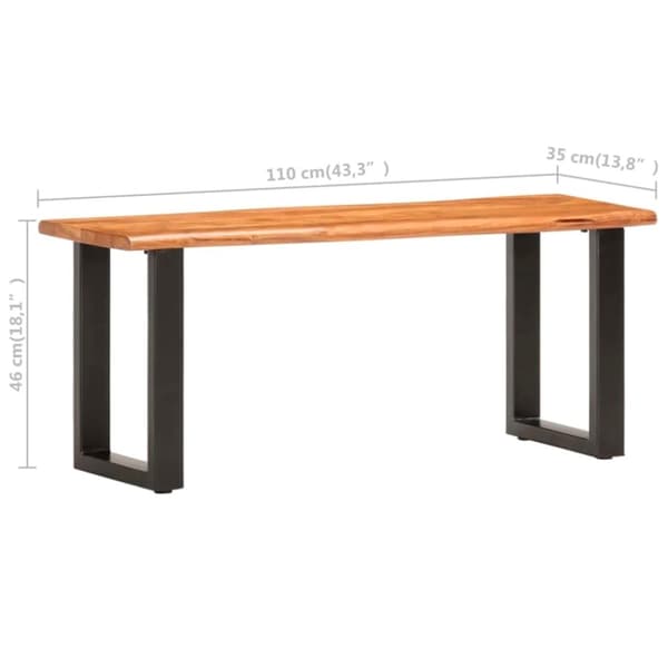 vidaXL Penkki 110 cm täysi akaasiapuu ja teräs