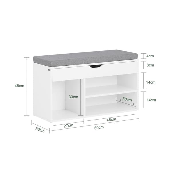 SoBuy Skobänk med dyna, Bänk med skoförvaring under sitsen FSR45-HG