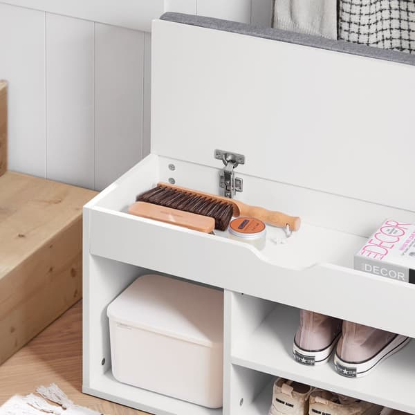 SoBuy Skobänk med dyna, Bänk med skoförvaring under sitsen FSR45-HG